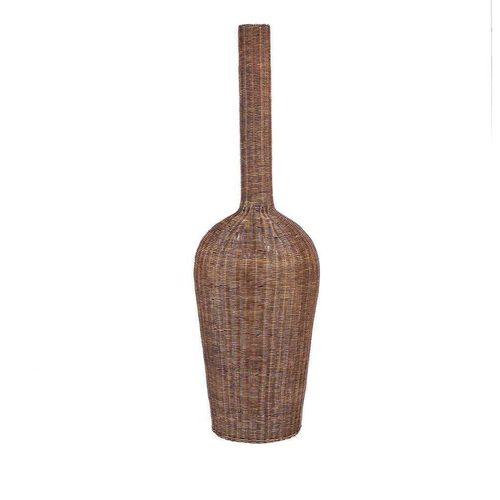 Hängeleuchte aus Rattan in Dunkelbraun in Amphorenform XXL – H156 cm
