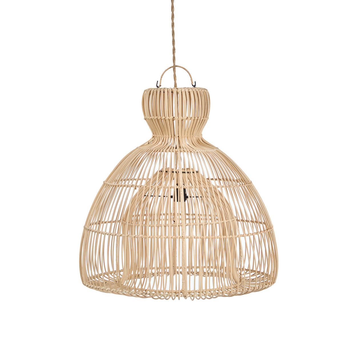 Hängeleuchte aus Rattan in offener Sanduhrform – Ø50 cm