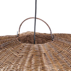Suspension rotin noyer foncé dôme ondulé – Ø103 cm