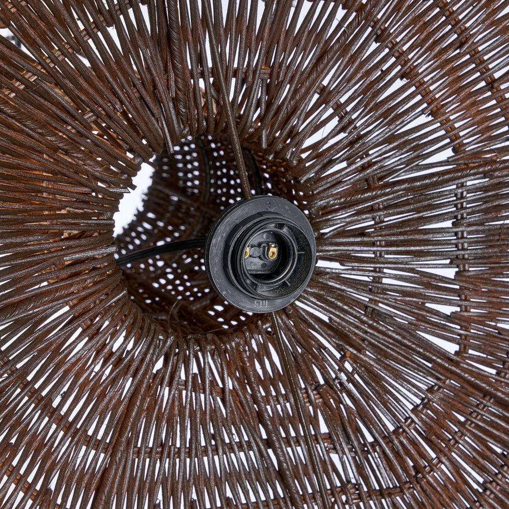 Hängeleuchte aus Rattan in Dunkelbraun in Kuppelform mit Henkel – Ø100 cm
