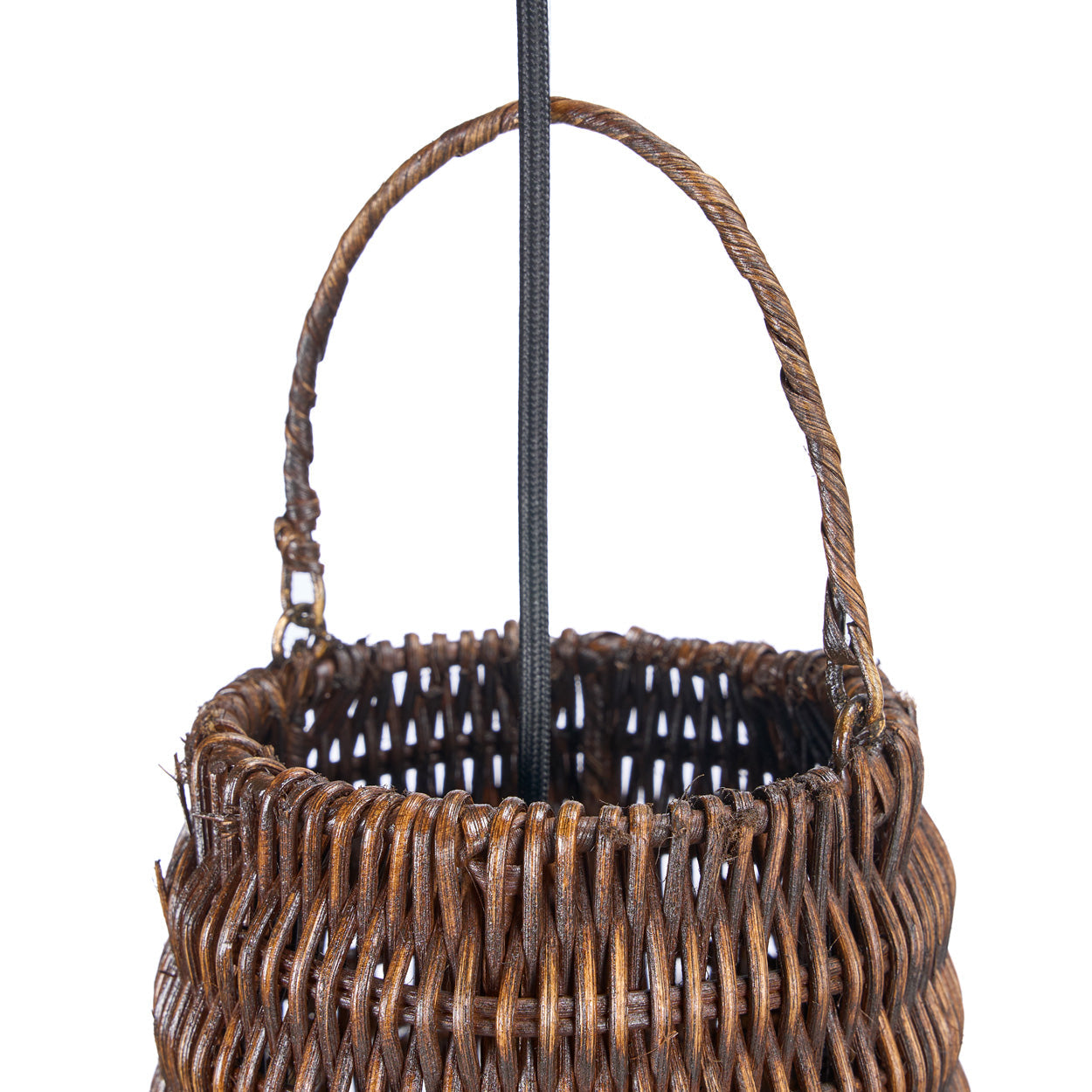 Hängeleuchte aus Rattan in Dunkelbraun in Kuppelform mit Henkel – Ø100 cm