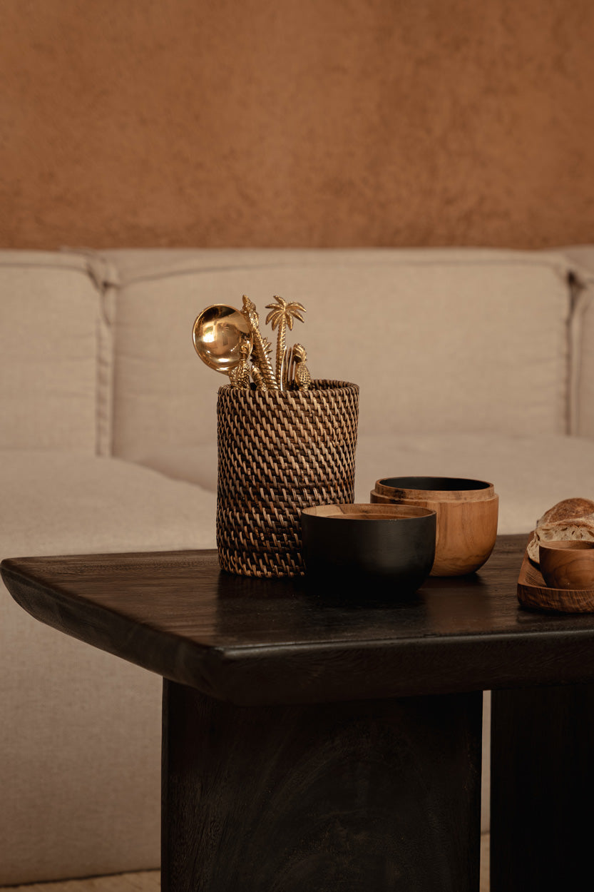 Rechteckiger Couchtisch aus Mangoholz in Schwarz – 100x50 cm