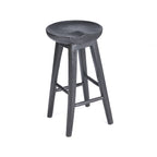 Barhocker aus Mangoholz in Schwarz mit runder Sitzfläche – H75 cm