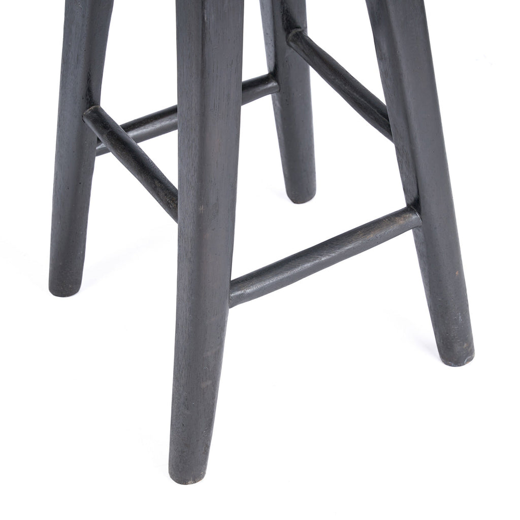 Barhocker aus Mangoholz in Schwarz mit runder Sitzfläche – H75 cm