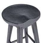 Barhocker aus Mangoholz in Schwarz mit runder Sitzfläche – H75 cm