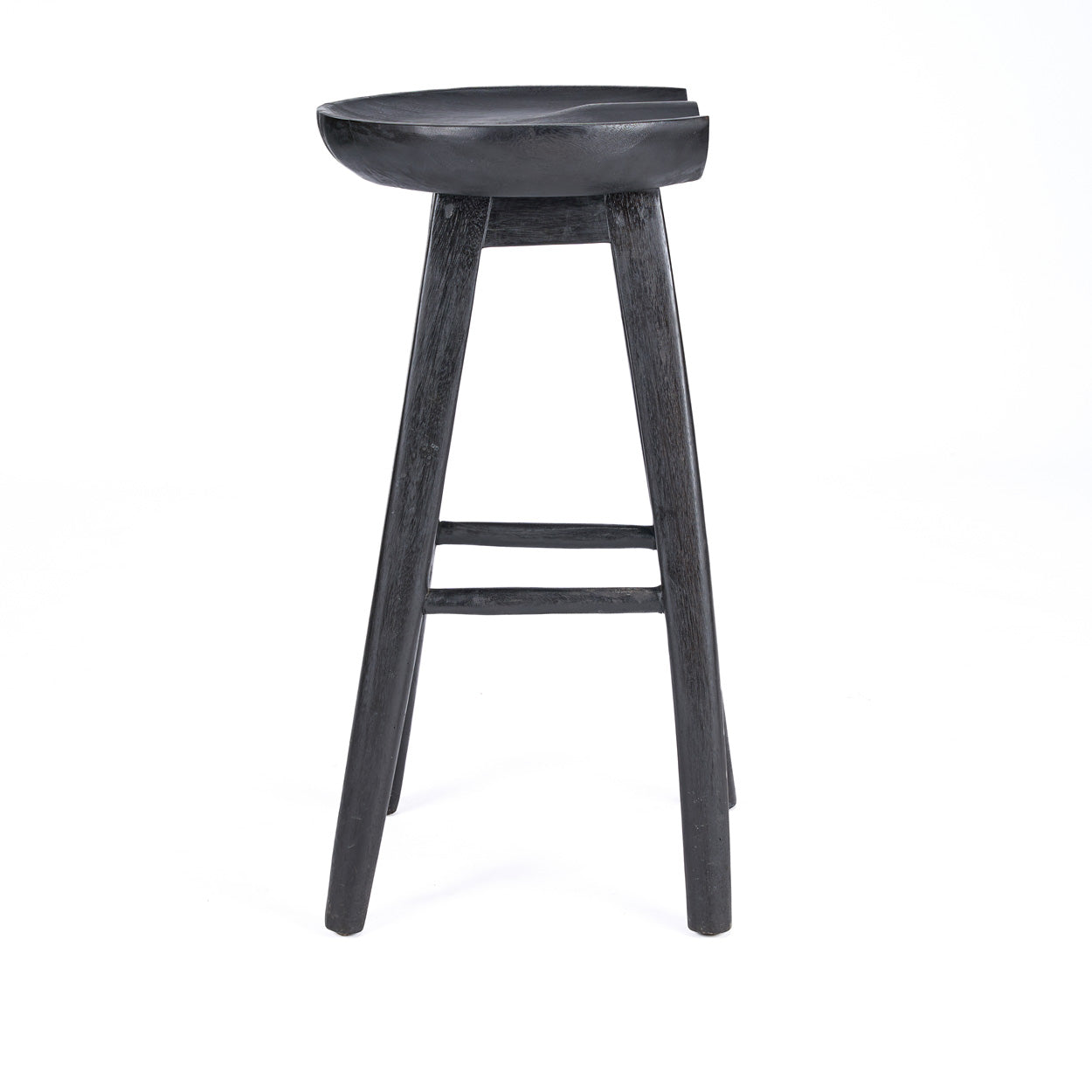 Barhocker aus Mangoholz in Schwarz mit runder Sitzfläche – H75 cm