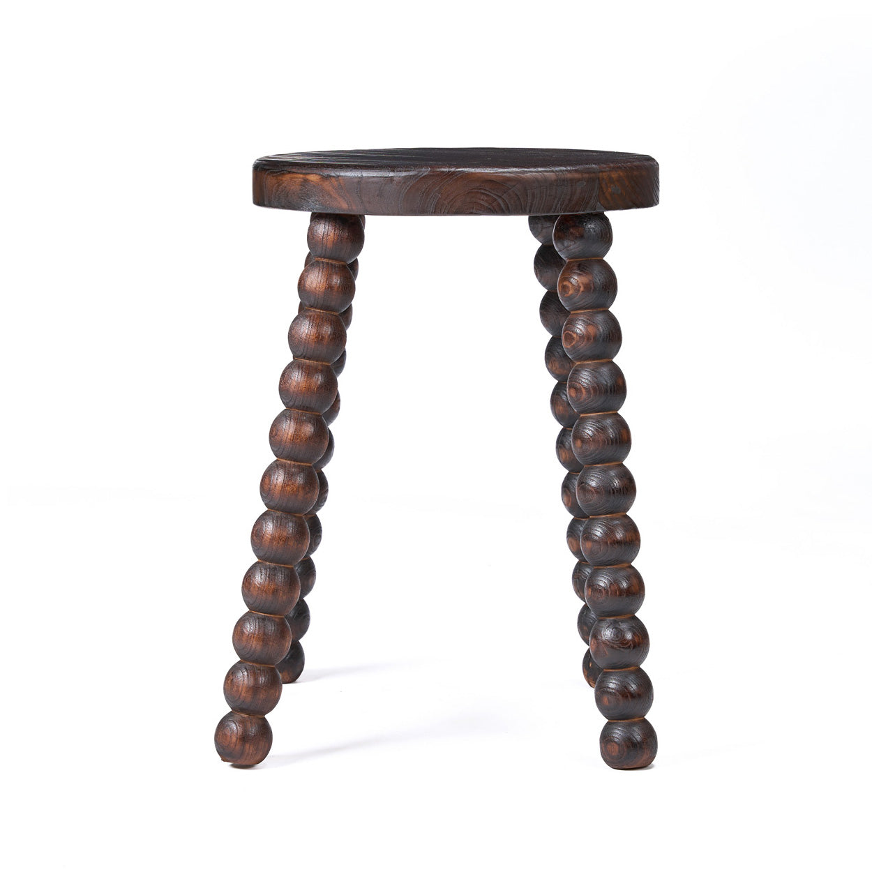 Hocker aus dunklem Mangoholz mit geschnitzten Perlenbeinen – H50 cm
