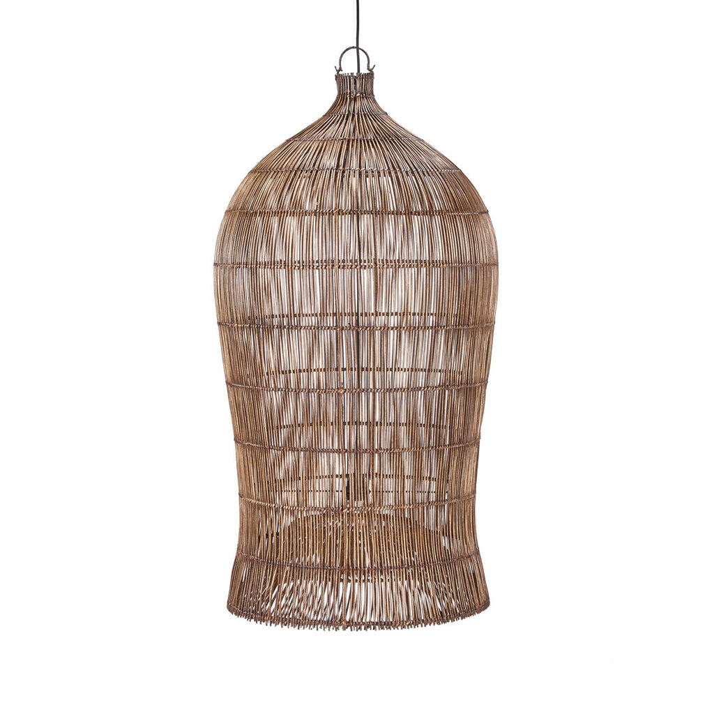 Hängeleuchte aus geflochtenem Rattan in Braun fürs Wohnzimmer – Ø60 cm