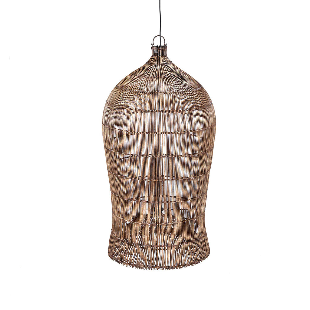 Hängeleuchte aus geflochtenem Rattan in Braun fürs Wohnzimmer – Ø60 cm
