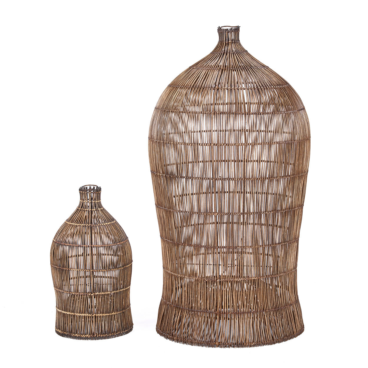 Hängeleuchte aus geflochtenem Rattan in Braun fürs Wohnzimmer – Ø60 cm