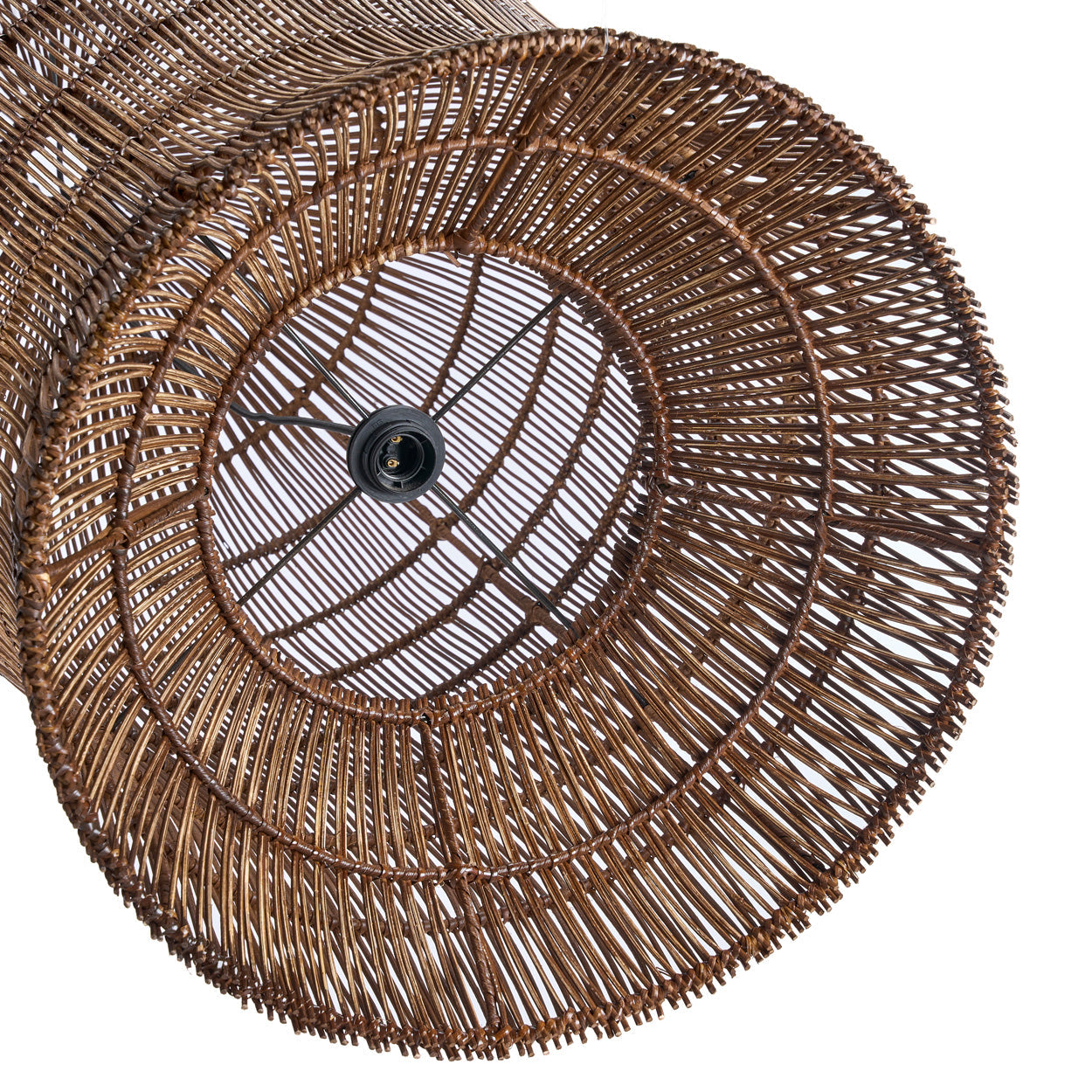 Hängeleuchte aus geflochtenem Rattan in Braun fürs Wohnzimmer – Ø60 cm