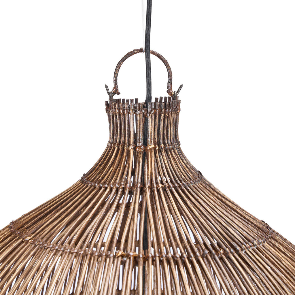 Hängeleuchte aus geflochtenem Rattan in Braun fürs Wohnzimmer – Ø60 cm