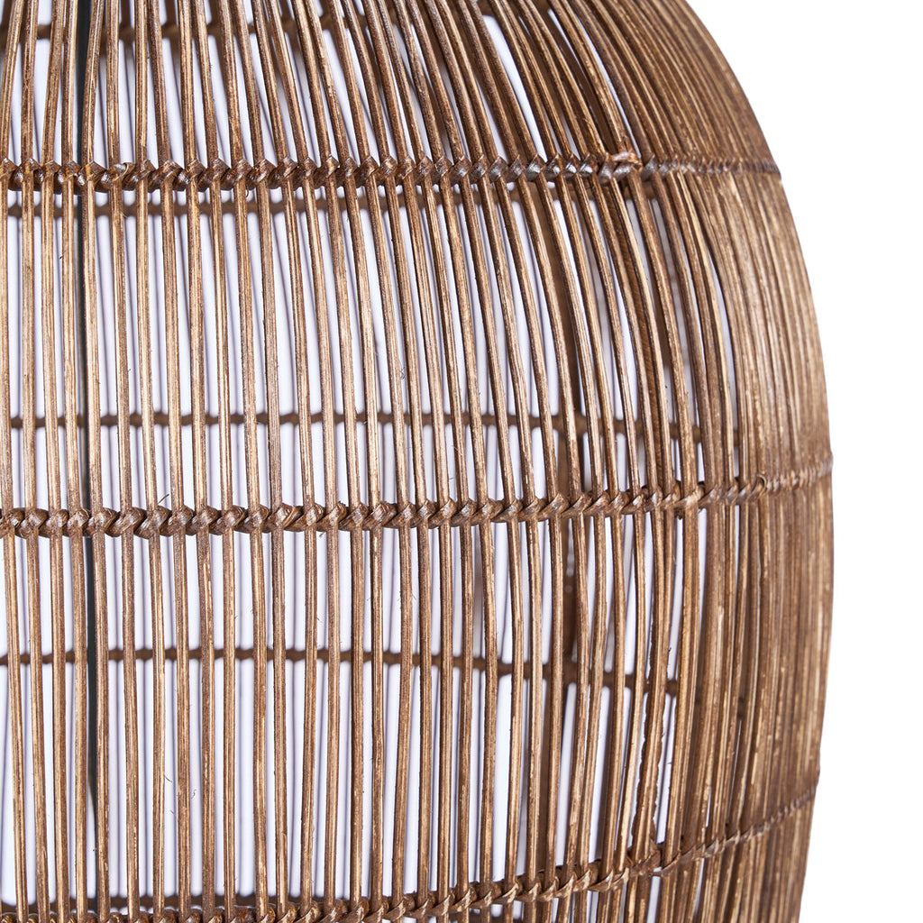 Hängeleuchte aus geflochtenem Rattan in Braun fürs Wohnzimmer – Ø60 cm