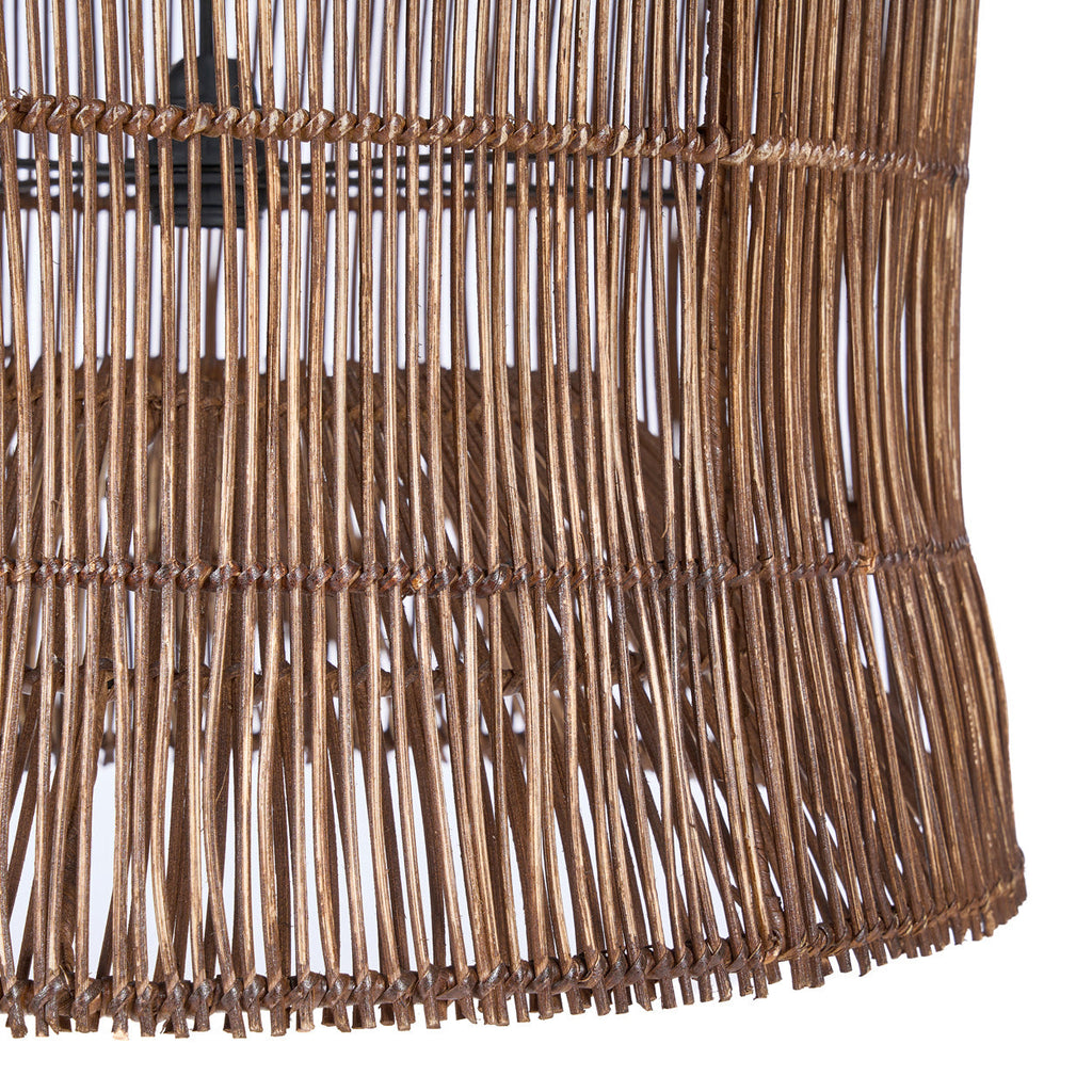 Hängeleuchte aus geflochtenem Rattan in Braun fürs Wohnzimmer – Ø60 cm