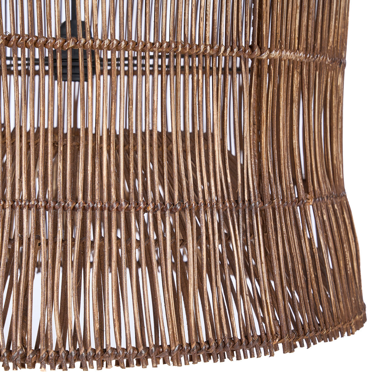 Hängeleuchte aus geflochtenem Rattan in Braun fürs Wohnzimmer – Ø60 cm