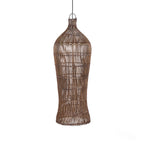 Hängeleuchte aus geflochtenem Rattan in Braun, schlank – H102 cm