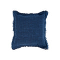 Kissenbezug in Blau mit Fransen aus Baumwoll-Leinen-Mischung – 50x50 cm