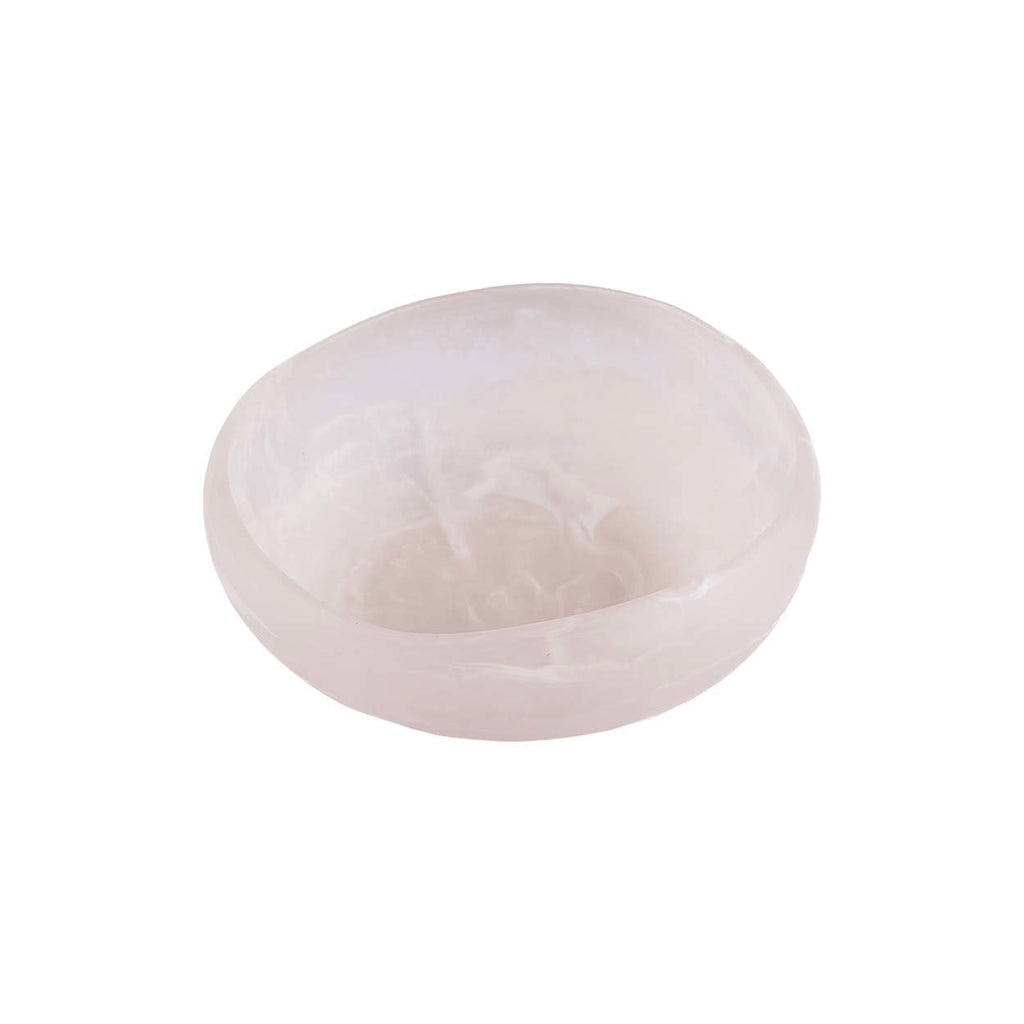 Deko-Schale aus weißem Kunstharz in Alabaster-Optik, organische Form