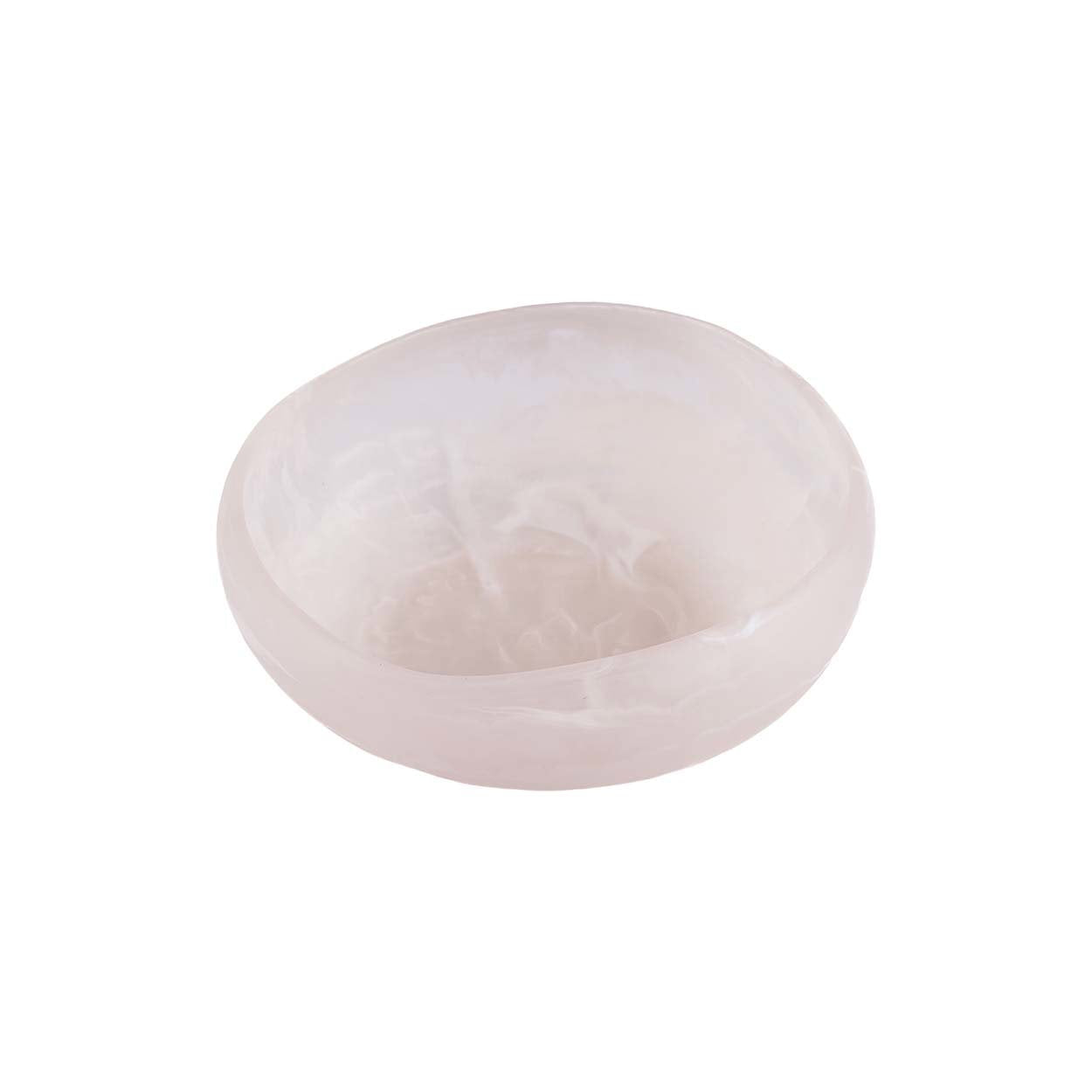 Deko-Schale aus weißem Kunstharz in Alabaster-Optik, organische Form