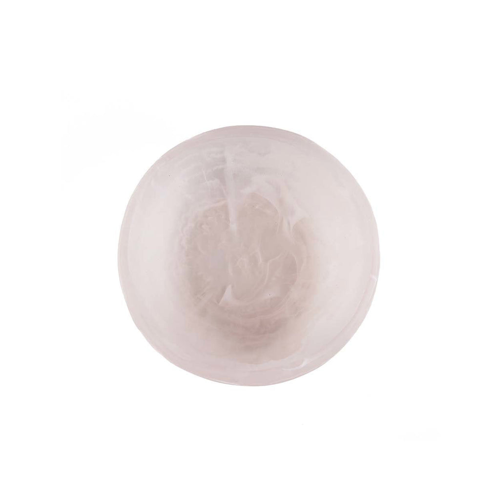 Deko-Schale aus weißem Kunstharz in Alabaster-Optik, organische Form