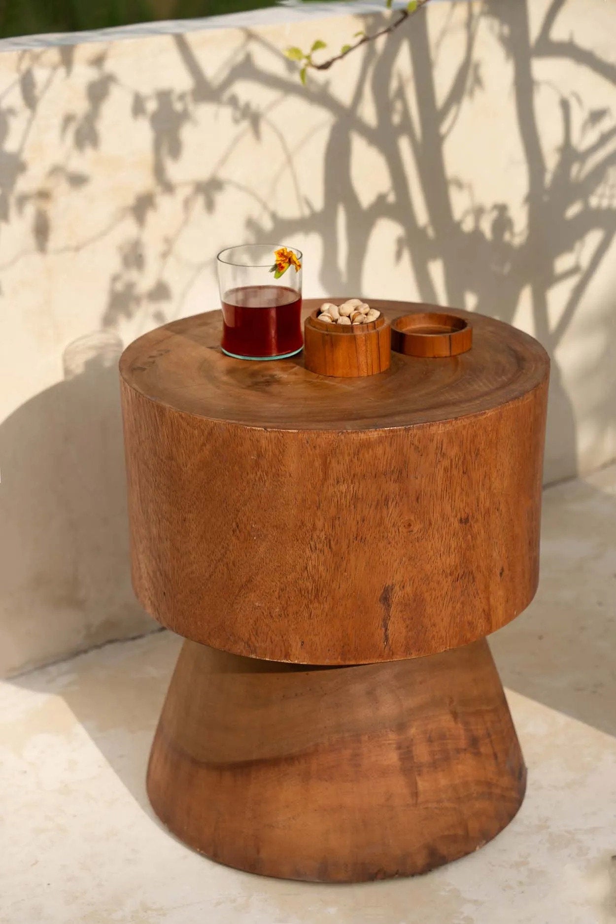 Pot décoratif en racine de teck sculpté main naturel