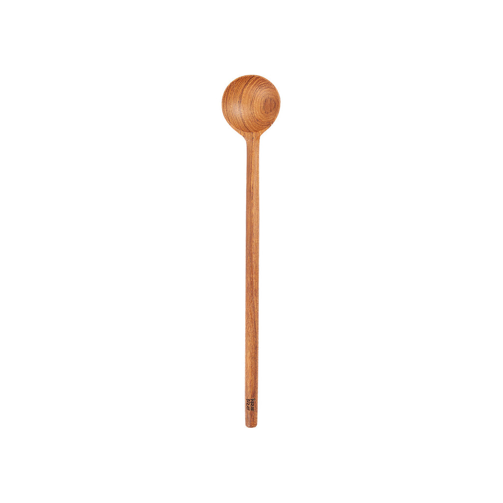 Cuillère plate en racine de teck finition lisse grain bois apparent