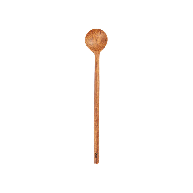 Cuillère plate en racine de teck finition lisse grain bois apparent
