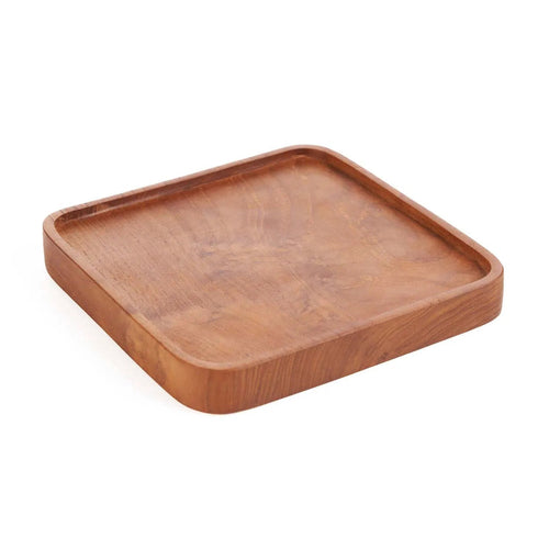 Quadratischer Teller aus Teakholz Natur, glatt – 8 x 8 cm