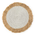 Rundes Platzset aus Raffia und Seegras in Naturweiß mit Jutefransen – Ø45 cm