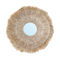 Runder Raffia-Spiegel Natur 70 cm mit handwerklich gefertigten Fransen