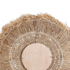 Runder Raffia-Spiegel Natur 70 cm mit handwerklich gefertigten Fransen