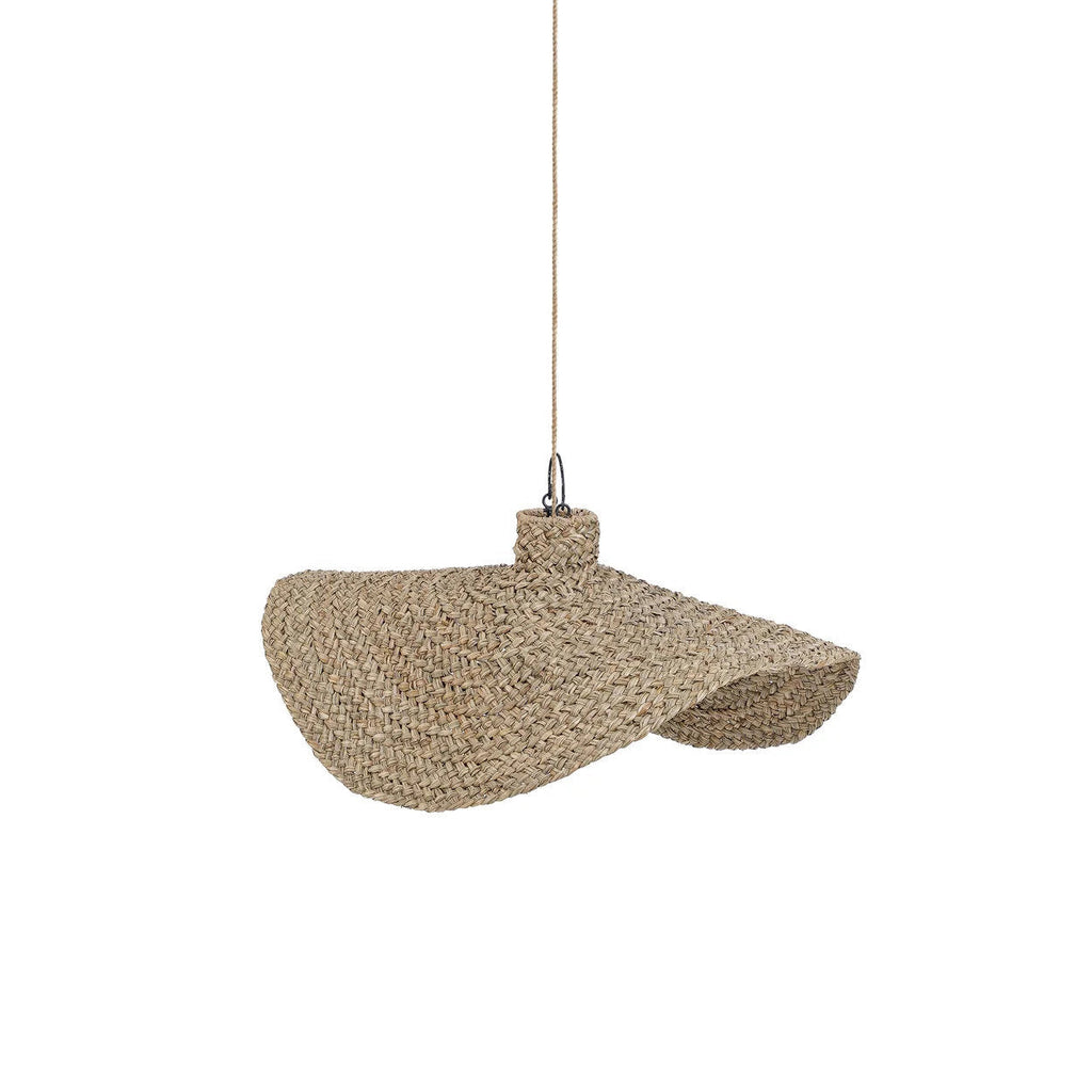Hängeleuchte aus geflochtener Wasserhyazinthe in Beige, organische Form – Ø 60 cm