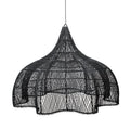 Hängeleuchte aus Rattan in Schwarz durchbrochen Blütenform XL – Ø110 cm