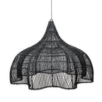 Hängeleuchte aus Rattan in Schwarz durchbrochen Blütenform XL – Ø110 cm