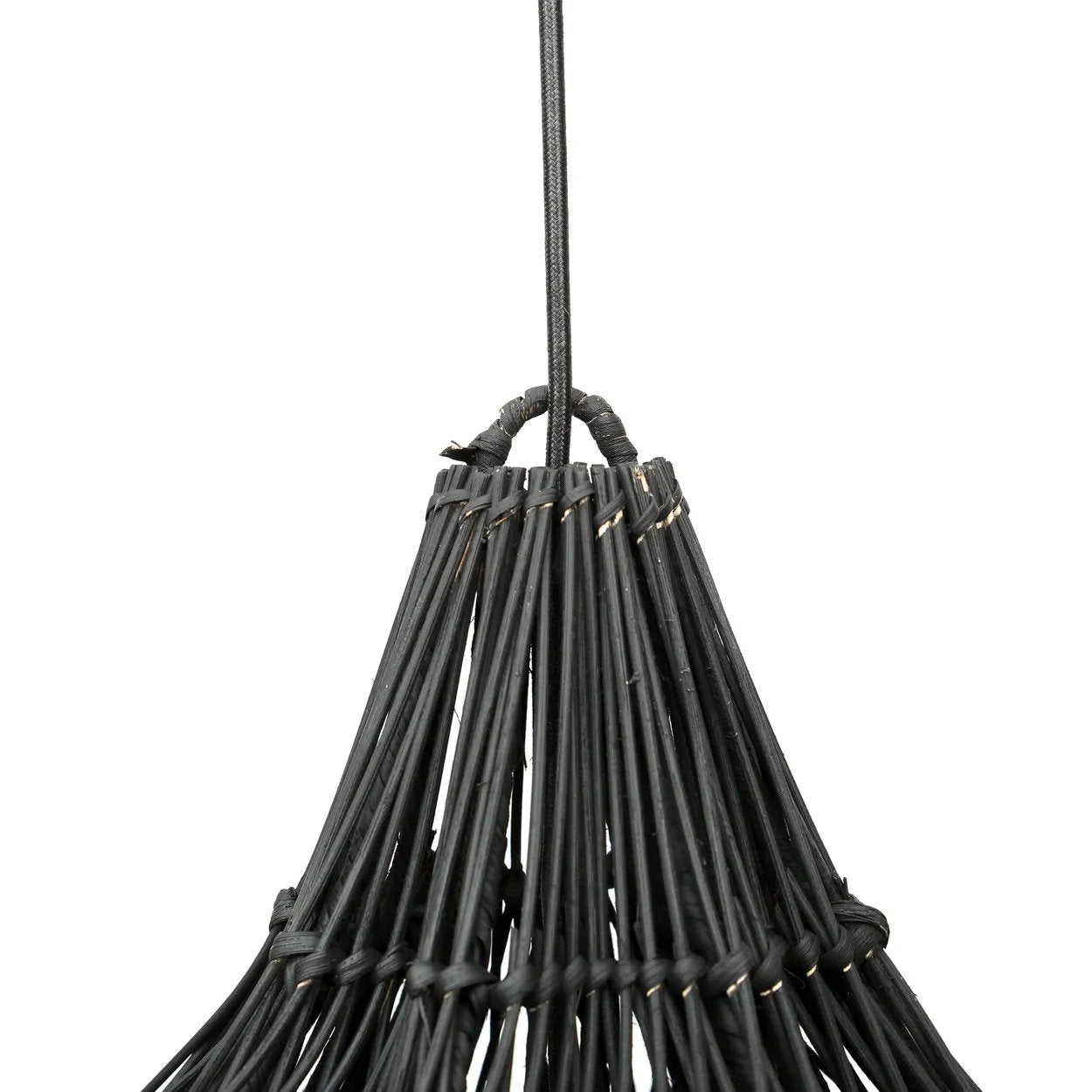 Hängeleuchte aus Rattan in Schwarz durchbrochen Blütenform XL – Ø110 cm