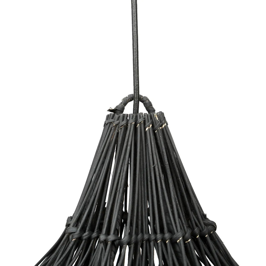 Hängeleuchte aus Rattan in Schwarz durchbrochen Blütenform XL – Ø110 cm