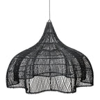 Hängeleuchte aus Rattan in Schwarz durchbrochen Blütenform XL – Ø110 cm