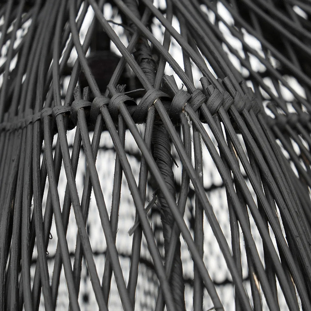 Hängeleuchte aus Rattan in Schwarz durchbrochen Blütenform XL – Ø110 cm