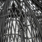 Hängeleuchte aus Rattan in Schwarz durchbrochen Blütenform XL – Ø110 cm