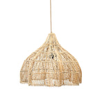 Hängeleuchte aus geflochtenem Rattan Natur in Blütenform mit Durchbruchmuster – Ø60 cm