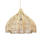 Hängeleuchte aus geflochtenem Rattan Natur in Blütenform mit Durchbruchmuster – Ø60 cm