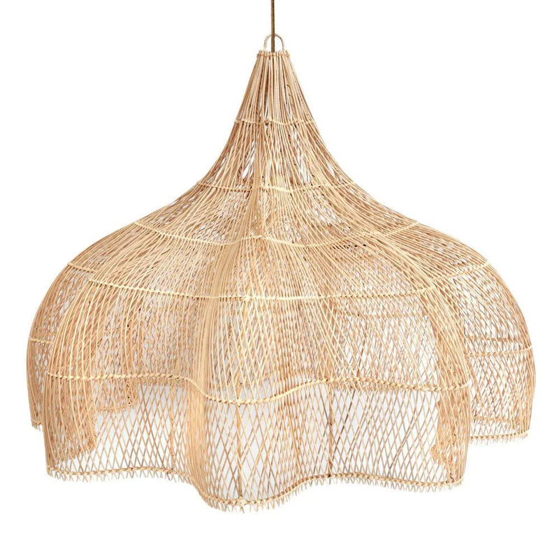 XXL-Hängeleuchte aus geflochtenem Rattan Natur, offen gearbeitet – 150x100 cm