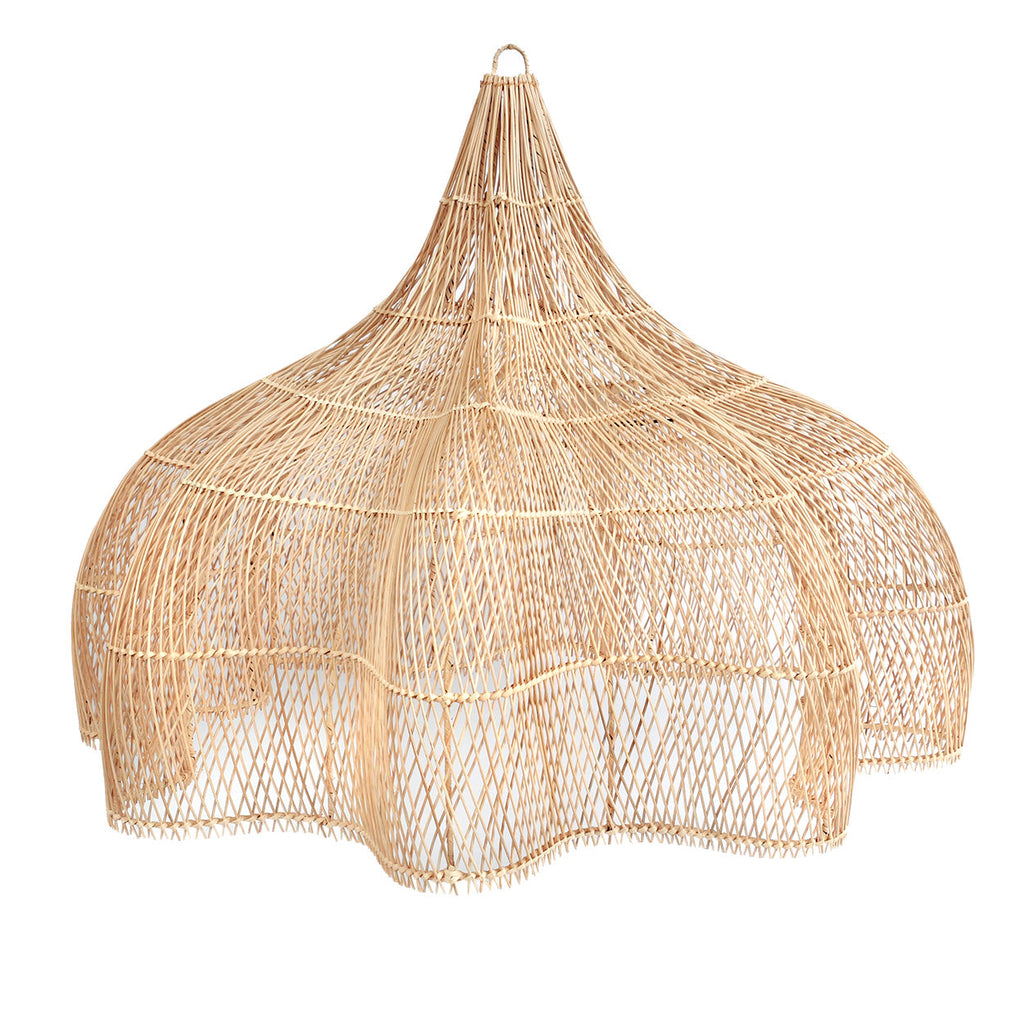 XXL-Hängeleuchte aus geflochtenem Rattan Natur, offen gearbeitet – 150x100 cm