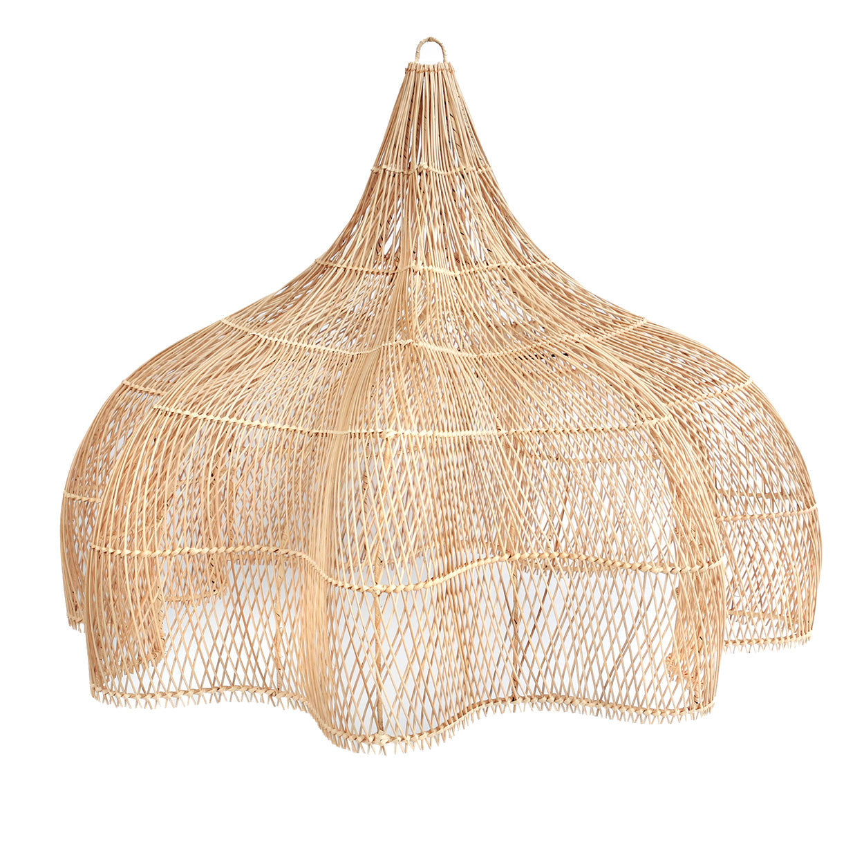 XXL-Hängeleuchte aus geflochtenem Rattan Natur, offen gearbeitet – 150x100 cm