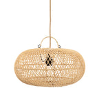 Ovale Hängeleuchte aus Rattan Natur mit Durchbruchmuster – Ø40 cm