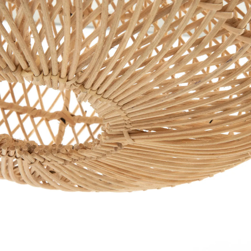 Ovale Hängeleuchte aus Rattan Natur mit Durchbruchmuster – Ø40 cm