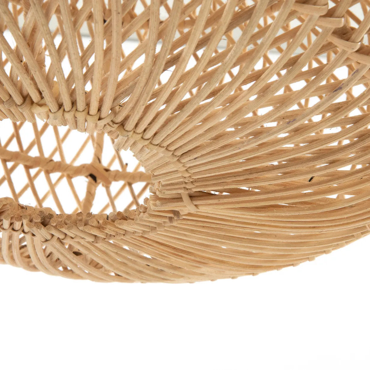 Ovale Hängeleuchte aus Rattan Natur mit Durchbruchmuster – Ø40 cm
