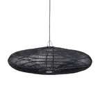 Scheibenförmige Hängeleuchte aus Rattan in Schwarz XL – Ø150 cm