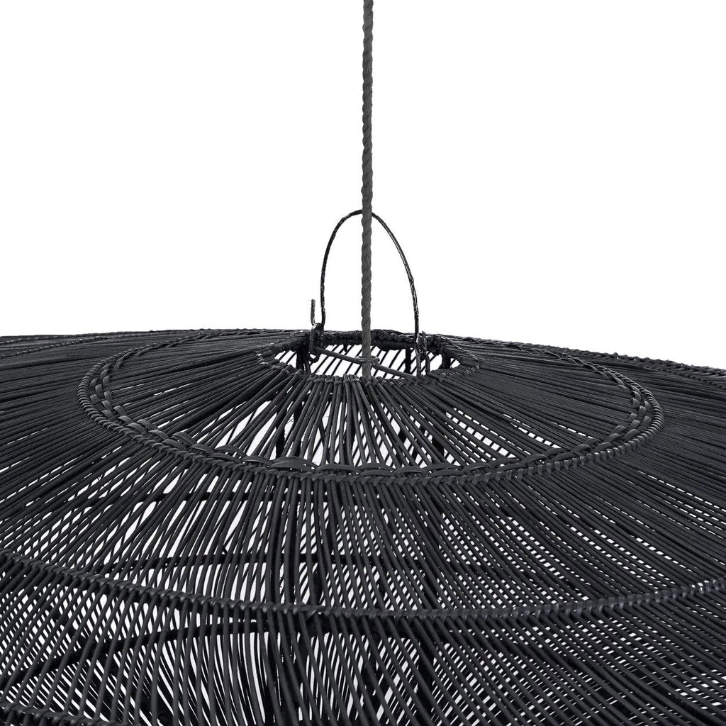 Scheibenförmige Hängeleuchte aus Rattan in Schwarz XL – Ø150 cm