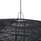 Scheibenförmige Hängeleuchte aus Rattan in Schwarz XL – Ø150 cm
